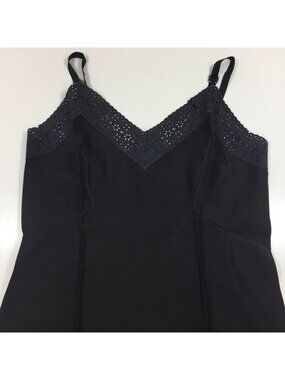 Vintage 80s Mary Barron Biastrait Womens Black Chemise Undergarment Size 34/16